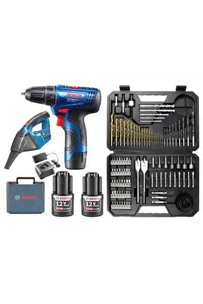 Bosch Gsr 120 Li 3 Ah Çift Bataryalı Vidalama + Gas 12 Şarjlı Araç SÜPÜRGESİ ...