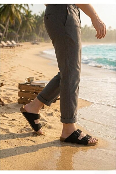 Pabuçland Ανδρική σόλα από φελλό μεγάλου μεγέθους (46-47-48-49) με διπλή πόρπ...