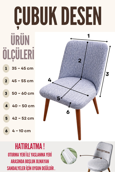 elgeyar Mutfak Sandalye Kılıfı Büyük Oval Jakarlı Kumaş, Çubuk Desenli Yıkanabilir Streç Lastikli Sandalye Örtüsü (1 Adet)
