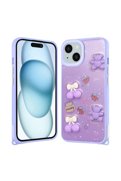 zore iPhone 14 Plus Case Shining Liquid Glitter Embossed Figure Brsa Cevze Co...