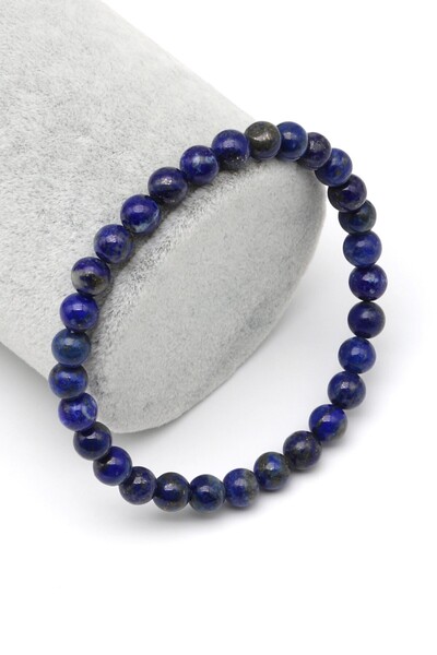 Alibaba Doğaltaş Lapis Lazuli Doğal Taş Bileklik 6 mm Küre Kesim - BLK-2370