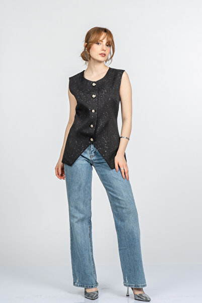 MissVina Luvira Γιλέκο με Γκλίτερ - Μαύρο