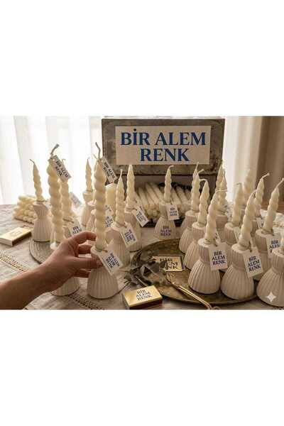 bir alem renk Burgu mum 4 lü vanilya kokulu
