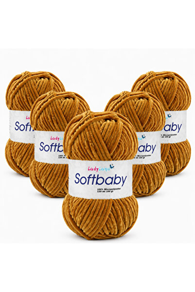Ladylana SoftBaby (Βελούδινο) Νήμα Πλεξίματος στο χέρι (5 Γιάμακ) 566 ΜΟΥΣΤΑΡΔΑ