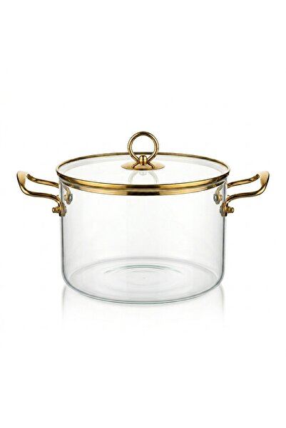 OEM Διαφανής Βοριοπυριτική Γυάλινη Κατσαρόλα, 4,5 λίτρα, με Καπάκι και Λαβές