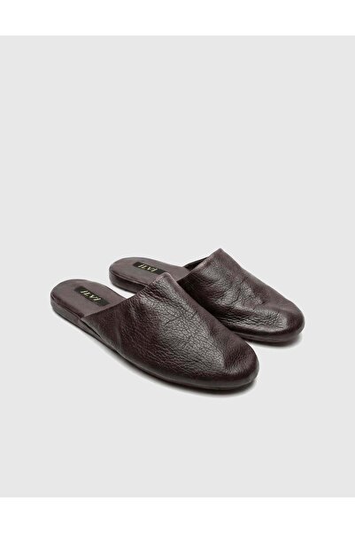 İLVİ Vittorio Genuine Floater Leather Men's Brown House Slippers