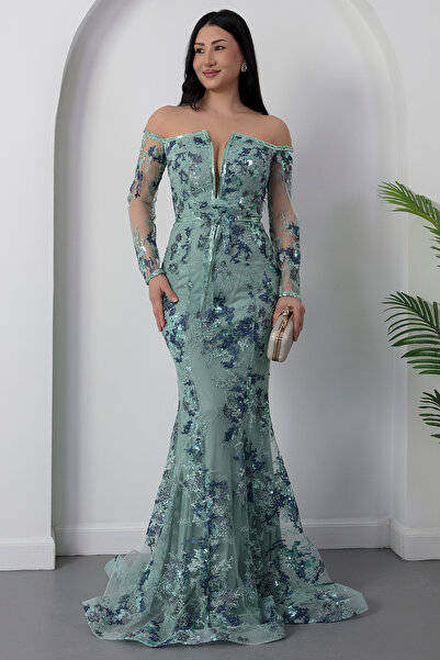 PULLIMM Φόρεμα από τούλι με λεπτομέρειες από παγιέτες και λαιμόκοψη  "ποδήλατ...