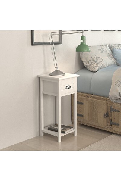 vidaxl Κομοδίνο με 1 Συρτάρι Λευκό Λευκό