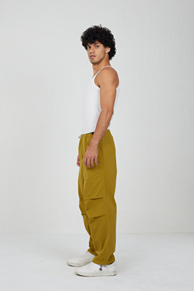 GRİİ WEAR Unisex βαμβακερό παντελόνι Y2k με πλισέ ελαστικό ρυθμιζόμενο τελείω...