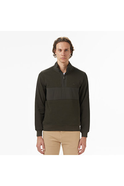 Lacoste Erkek Classic Fit Yarım Fermuarlı Haki Sweatshirt