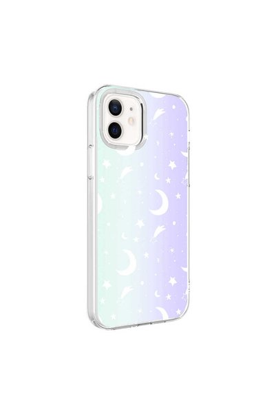zore iPhone 12 Compatible Brsa M-Blue Patterned Case-Moon No4