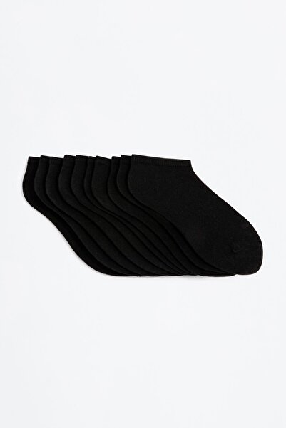 LEFTIES Düz renk bilekte çorap (Pack 10)