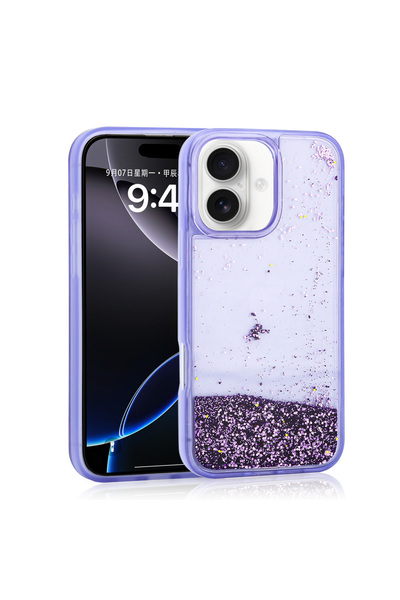 zore iPhone 16 Case Liquid Glitter Transparent Back Surface Brsa Keto Silicon...