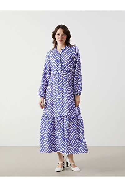 LC Waikiki Lcwaikiki Classic Shirt Collar Patterned Dress