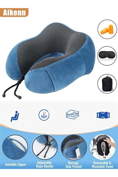 Aikenn Blue Travel Pillow,Neck Pillow For Traveling,Memory Foam Neck Pillow, ...
