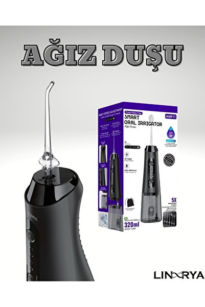 linarya Şarjlı Ağız Duşu (Water Flosser) – 320ml Su Haznesi, 5 Başlıklı IPX6 ...