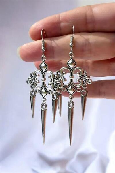 Karakedi Silver Gotik Motifli Sarkıt küpe