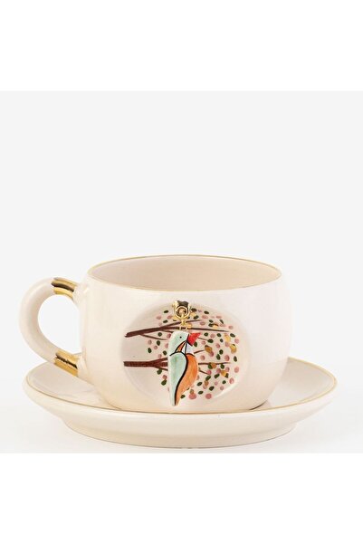 BSK Ceramics Handmade Yalıçapkını Porselen Çay Fincanı - Nature Serisi