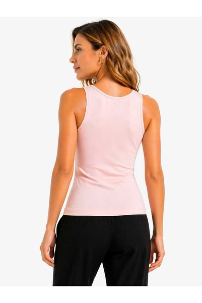 duygu altıntaş Women's Powder Pink Plain Combed Cotton Undershirt – Flexible, Soft Basic Daily Top
