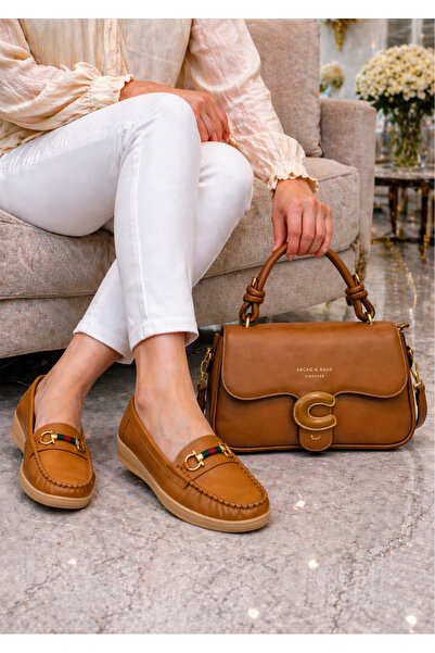 mothers dream Matching Colour Ladies Handbag & Comfort Loafer Set – Black, Br...