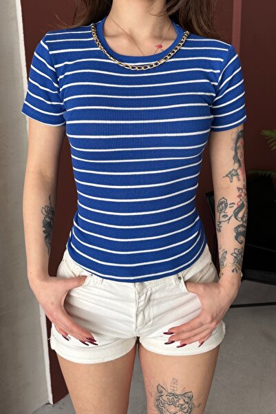 Chicup Γυναικεία πλεκτή μπλούζα Sax White Chain Ribbed