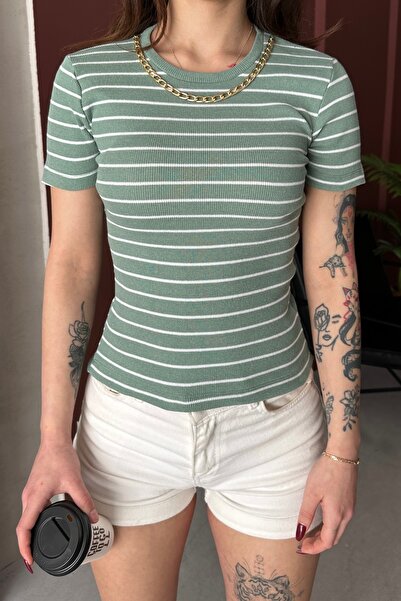 Chicup Γυναικεία πλεκτή μπλούζα Çağla με λευκή αλυσίδα και κορδόνια