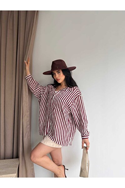 unika boutique قميص مخطط كبير الحجم