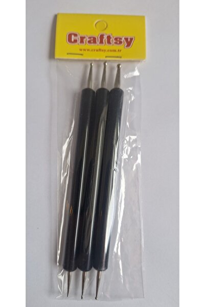craftsy 3 LÜ SİYAH SAPLI TOP ÜTÜ SETİ ÇİÇEK ÜTÜSÜ Çiçek Top Ütü Dot Mandala K...