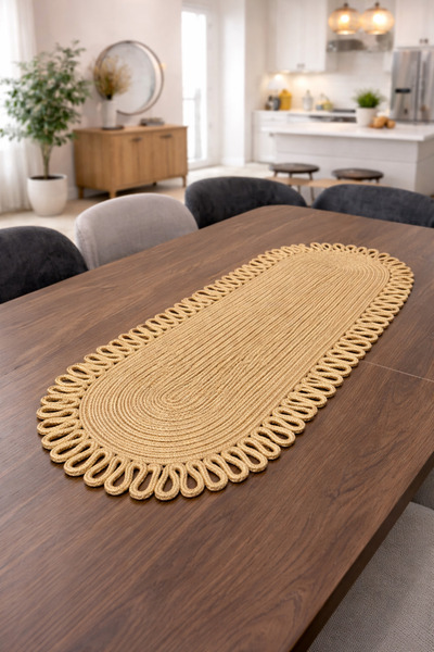 Özima Home Tekstil Modern Natural Jute, Wicker, American Service Table, Coffe...