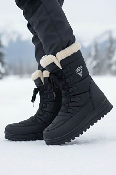 TOFİSA Κοριτσίστικες μπότες από ψεύτικο δέρμα μαύρο μπεζ - 28118-ΜΑΥΡΟ-ΜΠΕΖ