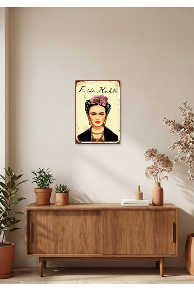 mufemu Frida Kahlo Retro Tablo – Sanatsal Portre Duvar Dekoru | Ahşap & Metal...
