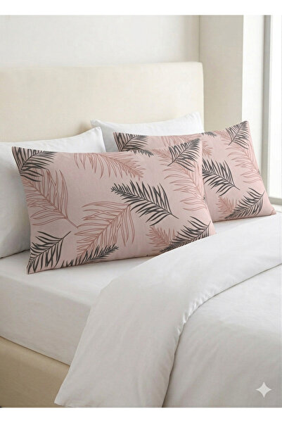 NİĞTEX Σετ 2 μαξιλαροθήκες 50x70 με τροπικό σχέδιο από βαμβάκι σε σκόνη