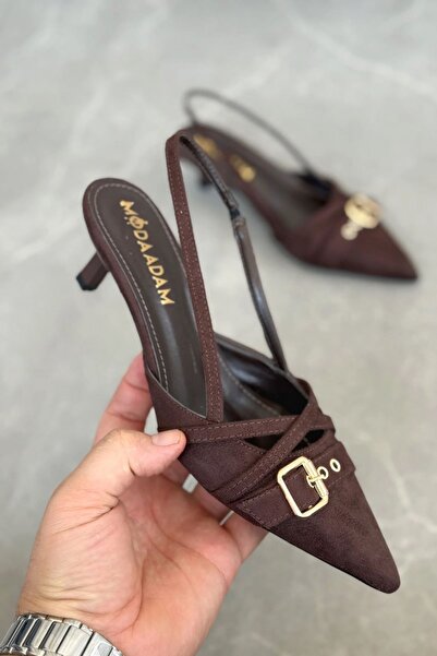 GOFFSHOES Γυναικεία παπούτσια Paris με λεπτό κοντό τακούνι - Καφέ-Σουέντ