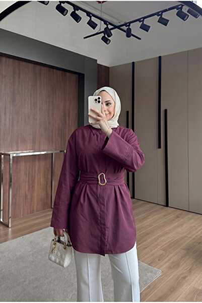 HİFADEN Women's Belted Gold Buckle Modern Cut Stylish Comfortable Long Sleeve...