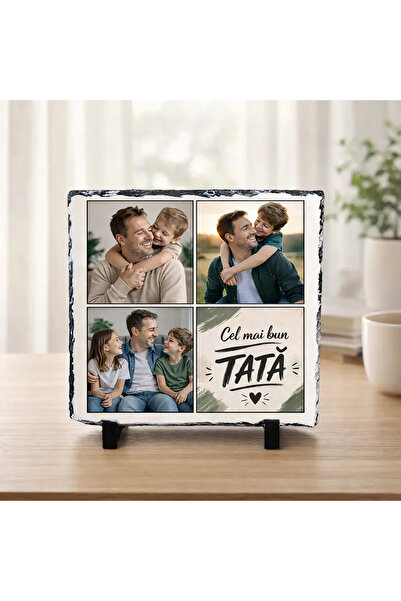 peGiftuiala Placă Ardezie Personalizată Colaj 3 Poze – Cadou pentru Tată