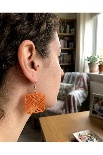 Onflow Fraxe Orange Color Modern Design Lightweight Women's Earrings