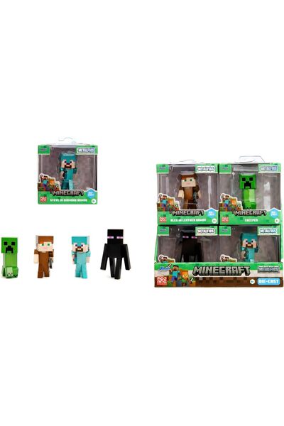 Jada Minecraft Figür - 4 Koleksiyon Figüründen 1'i (Steve, Alex, Enderman, Cr...