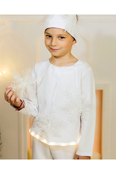 fustite cu luminite Λευκή Μπλούζα με Νιφάδες Χιονιού, με Φωτάκια, 3-4 ετών - ...