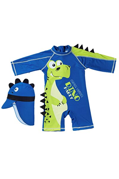 Petityu Αντιηλιακό Σετ μαγιό με καπέλο για αγόρια Leonardo Party με μπλε νέον...