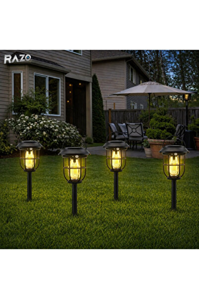 Razo Σετ 4 ηλιακών φωτιστικών κήπου με αυτόματη φόρτιση, Αντοχή σε εξωτερικού...