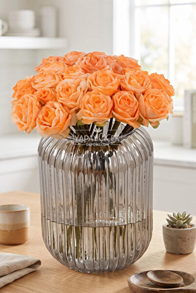 Yapay Çiçek Deposu Τεχνητό Μπουκέτο με 9 Τριαντάφυλλα Aqua 26 εκ. Πορτοκαλί