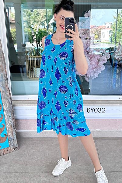 İnce Topuk Φόρεμα βισκόζης με βολάν και μηδενικά μανίκια 6y032