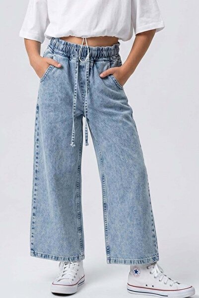 Breeze Κοριτσίστικο τζιν παντελόνι με κορδόνια και ελαστική μέση, 7-12 ετών, ...