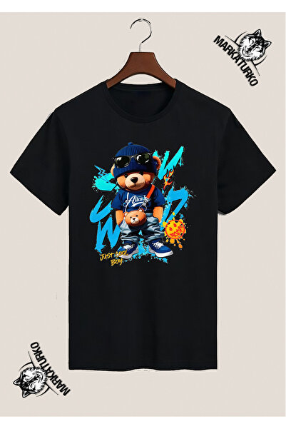 MarkaTurko تي شيرت أسود مطبوع بتصميم خاص من COOL BEAR