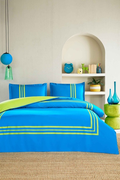 Özdilek Σετ Παπλωματοθήκης με Ελαστικό Σεντόνι Μονό με Πλαίσιο Νέον