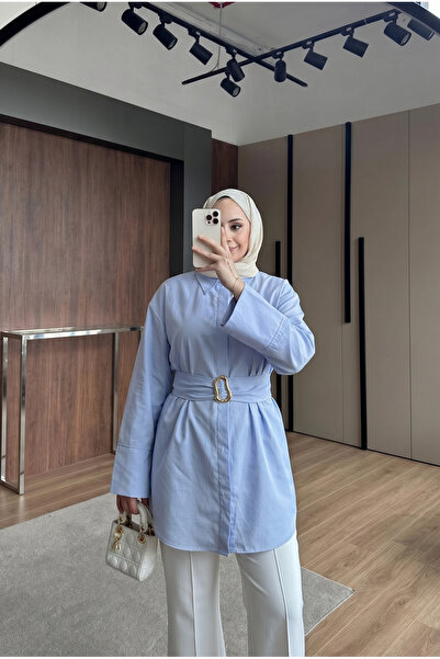 HİFADEN Women's Belted Gold Buckle Modern Cut Stylish Comfortable Long Sleeve...