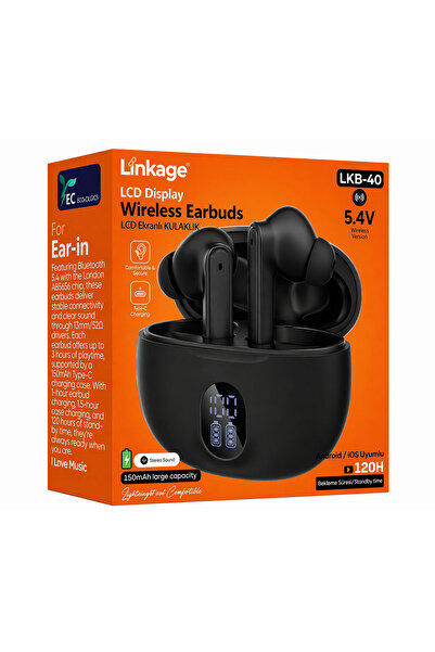 Linkage LKB-40 TWS Kablosuz Kulaklık, Bluetooth 5.4, Dijital Şarj Göstergeli,...