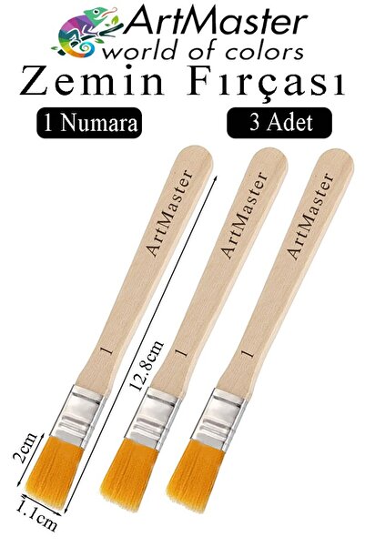 Artmaster Floor Brush Number 1 3 Pieces Paint Brush Synthetic Silk Tip Bristl...