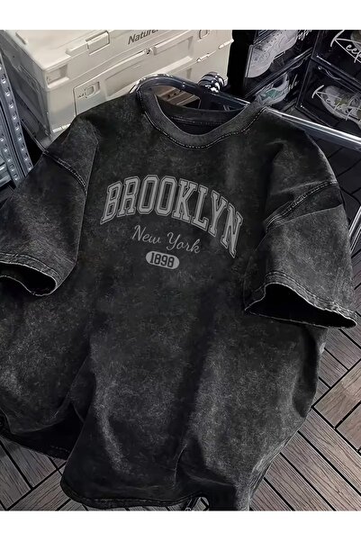 LAND MODA Μπλουζάκι με στάμπα Μπρούκλιν Νέα Υόρκη - Ανδρικό, Υπερμεγέθες, Βαρ...