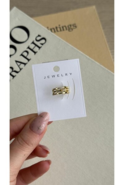 İREM YILDIZ Premium Zirkon Taşlı Gold Ear Cuff Deliksiz Kulak Küpesi